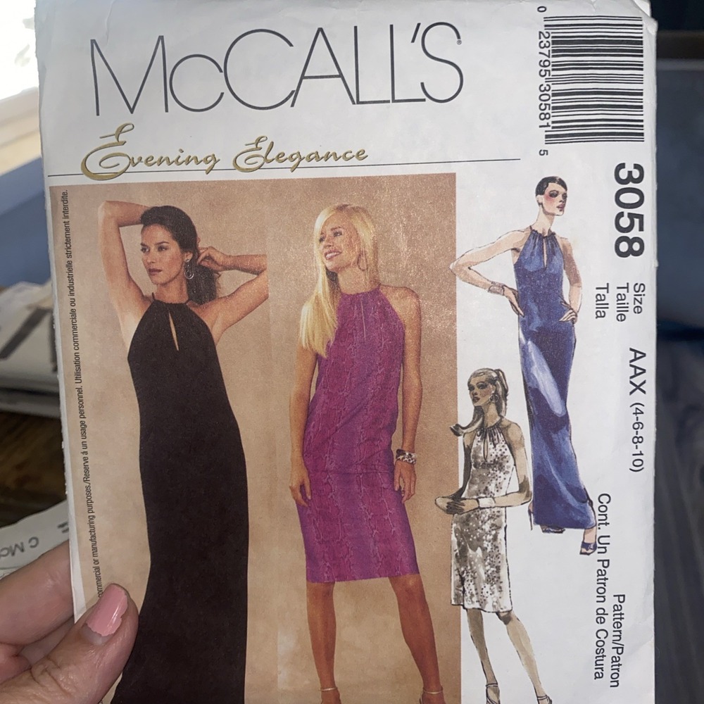 McCalls Sewing Pattern 3058 Evening Elegance Dress Size 4-10 Uncut Halter Slit